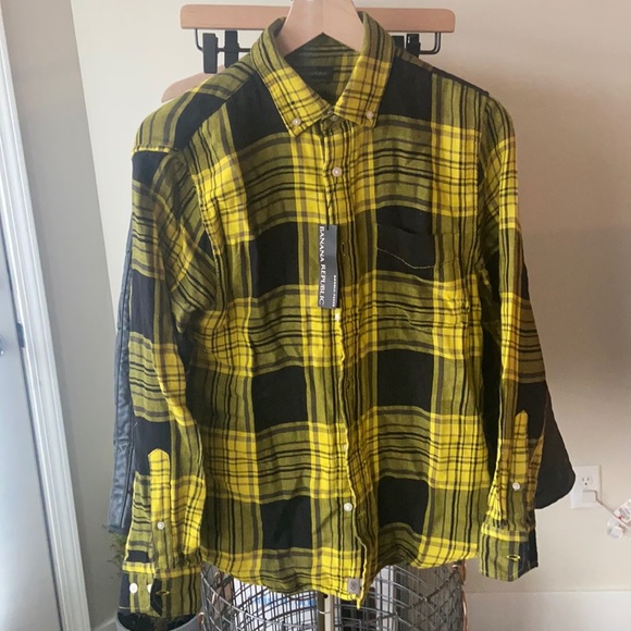 S 🔖 BANANA REPUBLIC Slim Fit Untucked Men’s Shirt Double Faced Brushed Cotton - Picture 1 of 8
